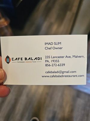 Business card #Veganuary at Cafe Baladi in Malvern