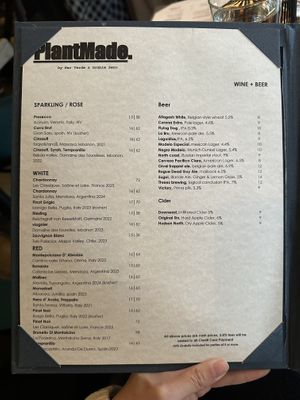 Drinks menu  at PlantMade By Bar Verde  in New York City