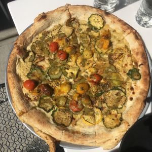 Mediterranean summer vegetable pizza at PlantMade By Bar Verde  in New York City