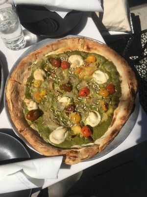 sunflower pesto pizza at PlantMade By Bar Verde  in New York City