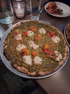 Sunflower pesto pizza (with gluten free crust) at PlantMade By Bar Verde  in New York City
