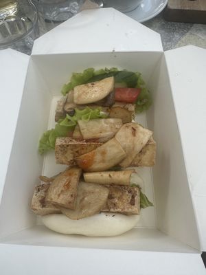 Delicious mushroom and tofu bao buns   at Fandango Cafe in North Melbourne