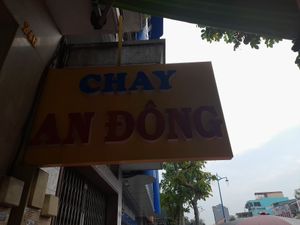 Name outside #Veganuary at An Đông in Ho Chi Minh City