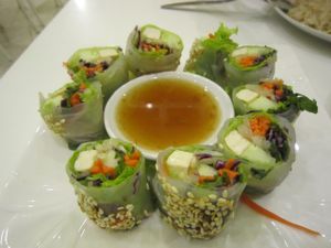 fresh spring rolls at Kin-Lum Vegetarian in Chiang Mai