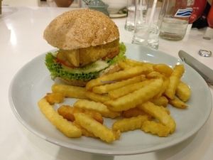 Tofu Burger at Kin-Lum Vegetarian in Chiang Mai