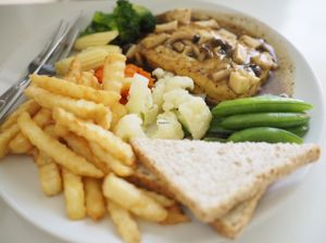 Tofu steak (vegan) at Kin-Lum Vegetarian in Chiang Mai