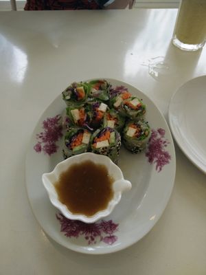 Fresh spring rolls at Kin-Lum Vegetarian in Chiang Mai