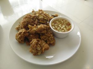 Fried banana thingys at Kin-Lum Vegetarian in Chiang Mai