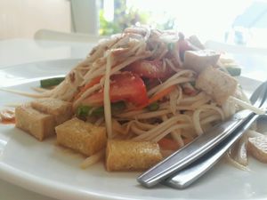 Somtam with tofu at Kin-Lum Vegetarian in Chiang Mai