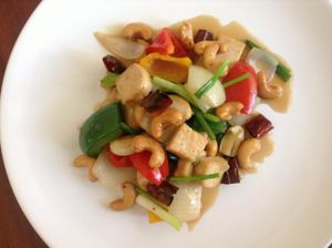 Stir-fried tofu with cashew nuts
 at Kin-Lum Vegetarian in Chiang Mai