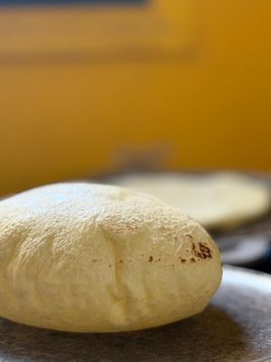Pita bread at Falafel Terrace & Brunch in Marrakech