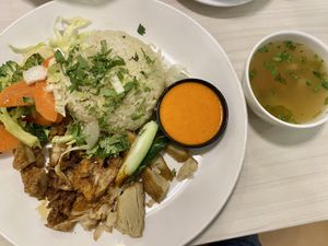 Chicken rice! One of popular sold out food!  at Gokul Raas Vegetarian - Little India in Central Singapore