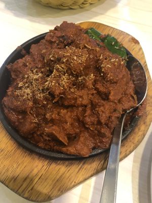 Mutton rendang   at Gokul Raas Vegetarian - Little India in Central Singapore