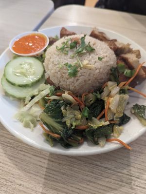 Chicken rice at Gokul Raas Vegetarian - Little India in Central Singapore