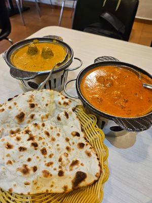 Vegan korma and vegan butter chicken   at Gokul Raas Vegetarian - Little India in Central Singapore