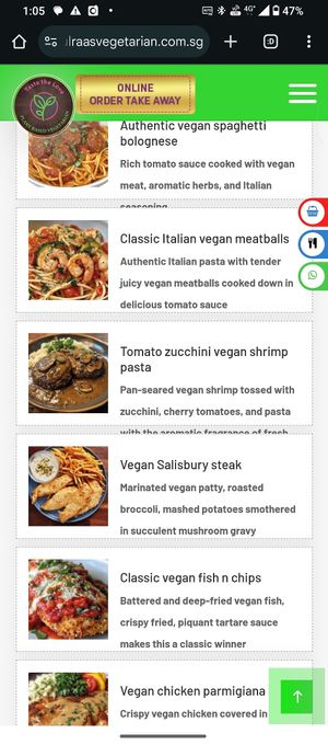 Their western menu photo uses real meat at Gokul Raas Vegetarian - Little India in Central Singapore