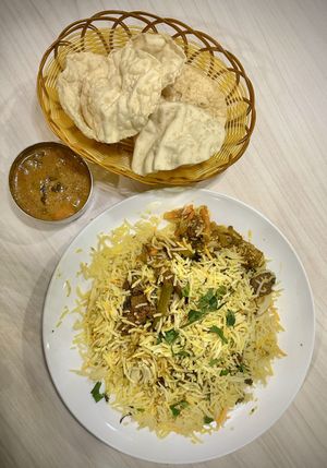 Gokul Rass Dum Briyani - flavourful blend of spices with a wonderful texture of the mock “meat”. Highly recommended    at Gokul Raas Vegetarian - Little India in Central Singapore