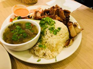 Chicken rice at Gokul Raas Vegetarian - Little India in Central Singapore