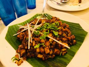 Fried carrot cake at Gokul Raas Vegetarian - Little India in Central Singapore