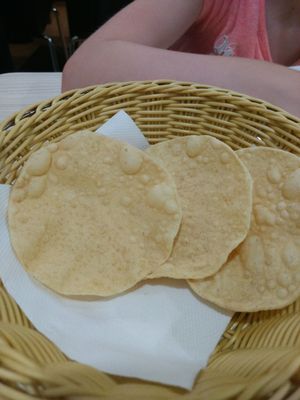 Poppadoms at Gokul Raas Vegetarian - Little India in Central Singapore