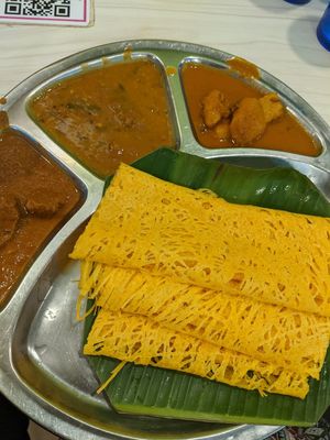 Roti Jala - great texture, fantastic curries, will order again at Gokul Raas Vegetarian - Little India in Central Singapore