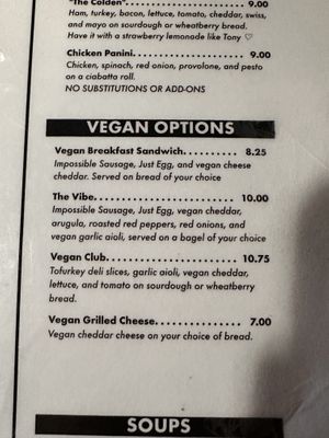 Clearly marked vegan options   at Urban Hang Suite in Richmond
