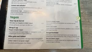 Vegan options on the menuu  at Brasserie Ludiek in Veldhoven