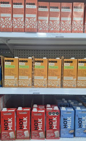 También tienen su propia leche vegetal (muy económica, por cierto) y NotMilk de NotCo (mucho más barata que en otras tiendas como Walmart, Chedrahui, etc) at YEMA in Mexico City