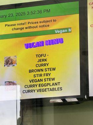 Vegan menu  at Ionie's Carribbean Kitchen in Grayson