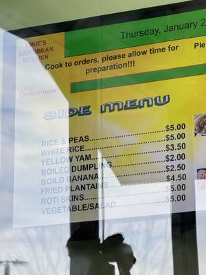 Side menu  at Ionie's Carribbean Kitchen in Grayson