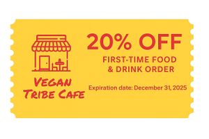 20% Off on your first food & drink order. Mention or show this coupon. at Vegan Tribe Cafe in Cavite
