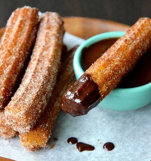 Churros with chocolate. at Vegan Tribe Cafe in Cavite