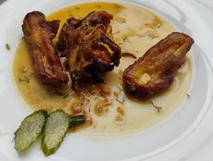 Fourth menu's miso pakora at Lettuce Sustain Supper Club in South East London