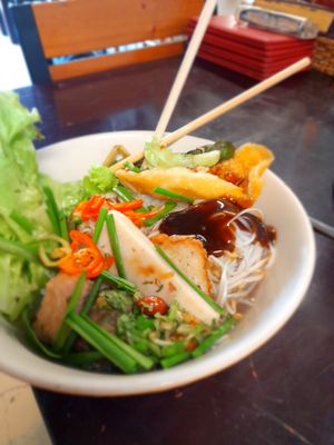 My take away vegan noodles eating at home #Veganuary at Hủ tíu chay in Ho Chi Minh City