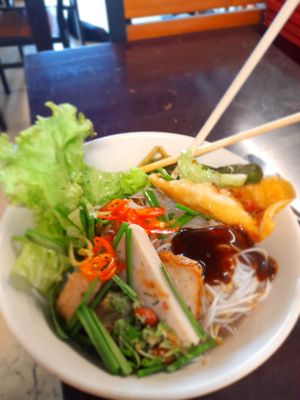 My take away vegan noodles eating at home #Veganuary at Hủ tíu chay in Ho Chi Minh City