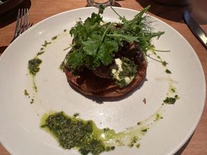 Agria tart with mushrooms, garlic cream and salsa verde at No 7 Balmac in Dunedin