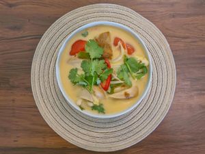 Tom Kha with Mixed Mushrooms at Tess Vegan Café in Pattaya