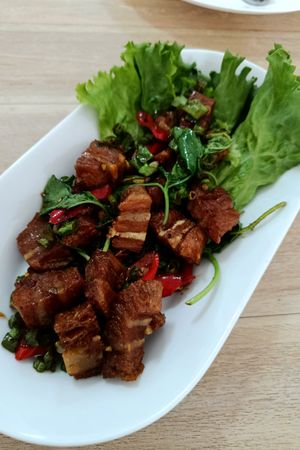 Crispy vegan Pork at Tess Vegan Café in Pattaya