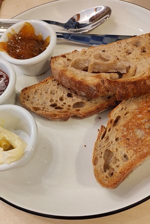 Torradas con manteiga e marmelda caseira at Black Cat Santiago in Santiago De Compostela