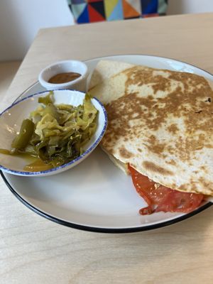 Can’t see it but the tofu scramble is in the tortilla   at Black Cat Santiago in Santiago De Compostela