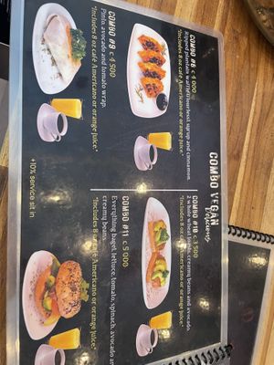 Menu of the vegan options  at Jet Fuel Coffee Shop in Jaco