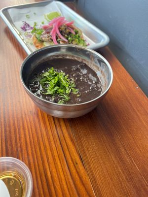 Yummy Beans with farm fresh spring onion  at Little Fatties in Kapaa