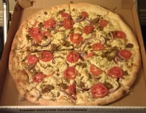 Delicious 'Vegan White' pizza.  at Este Pizza - downtown SLC in Salt Lake City