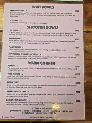 Menu at Fruit Cafe in Ahangama