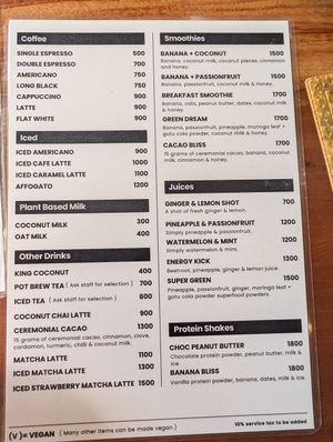 Menu March 2026 at Fruit Cafe in Ahangama