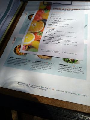 Pic of their menu at CRU Kitchen & Bar in Ao Nang