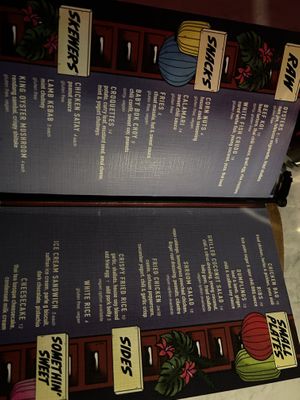 Food menu  at Monkey Thief in New York City