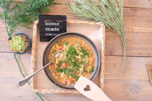 Pizza soup at Healthy Port in Dortmund