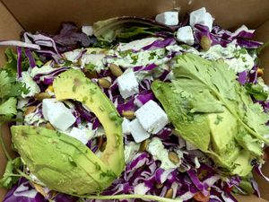 Vegan tostada   at The Red Roof in Gleneden Beach