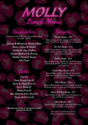 Amazing summer menu at Molly Coffee House in The Hockley Emporium  at Molly Coffee House  in Nottingham